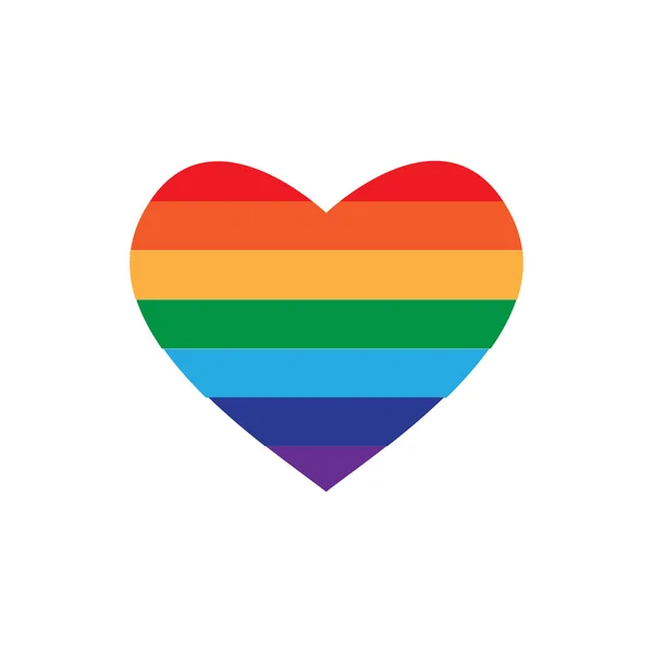 Icono vectorial del corazón del arco iris, signo de comunidad lgbt. — Archivo Imágenes Vectoriales