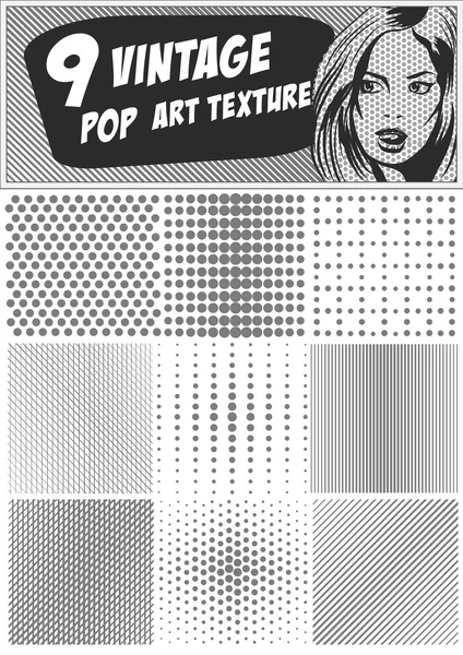 Set de arte pop abstracto vintage Halftone Backgrounds. Ilustración vectorial — Vector de stock