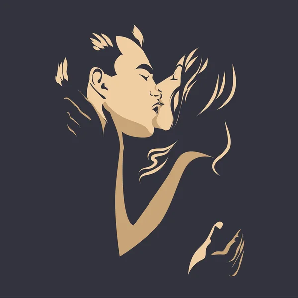 Man and woman couple lovers kissing. Vector illustration — Stock Vector