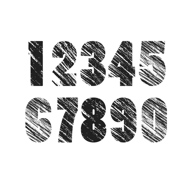 Grunge numaraları tasarım koleksiyonu. Doku numaraları kirli. Vektör çizim