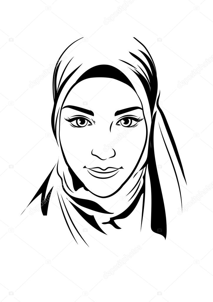 Portret van islamitische mooi meisje in patroon hijab 