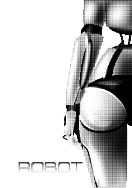 Sexy dziewczyna cyborg. Widok z tyłu. Części ciała. Pośladki. Ilustracja wektorowa półtonów. — Wektor stockowy