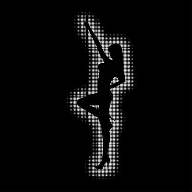 Romantik striptiz. Striptizci kutup silüeti. Noktalı resim