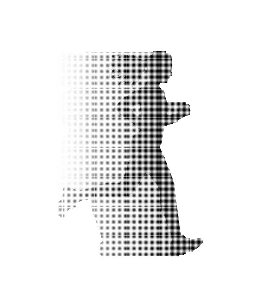 Mujer corriendo. La silueta sobre un fondo blanco . — Vector de stock