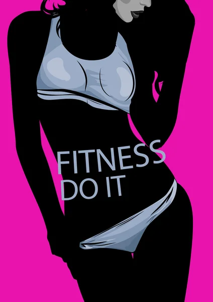 Silhouet mooi jong meisje model voor design. Fitness sexy lichaam. Vectorillustratie — Stockvector