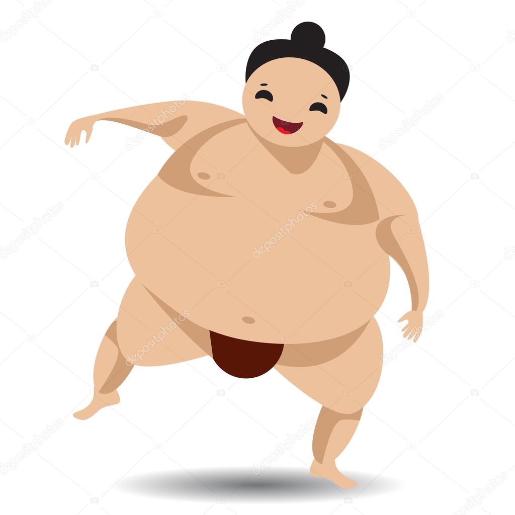 Funny cartoon sumo. Vector Illustration.