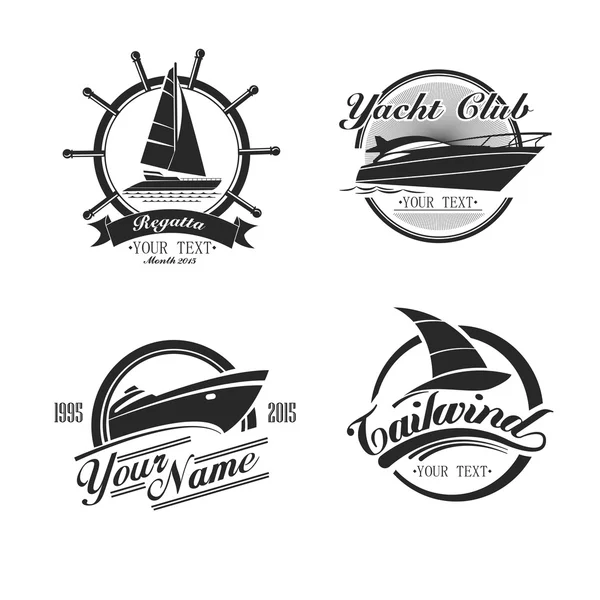 Iconos vintage yates y veleros — Vector de stock