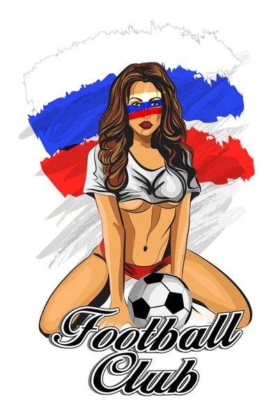 Russische Fußball-Fan-Mädchen. Vektorillustration. — Stockvektor