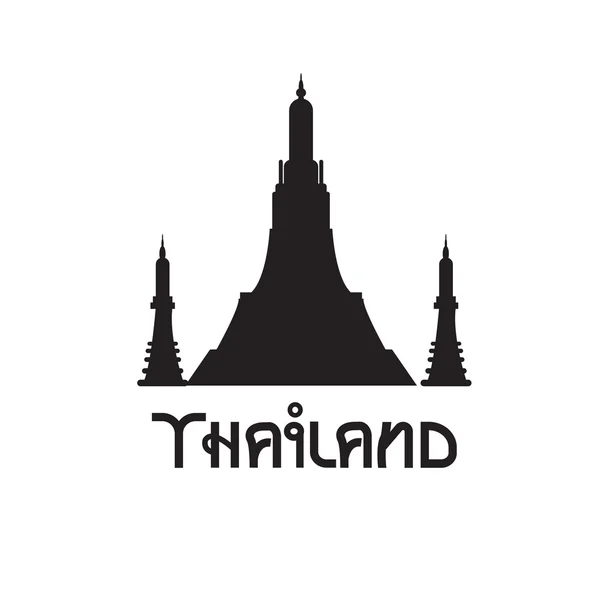 Black and white temple in Thailand. Vector simbol. — Stock Vector