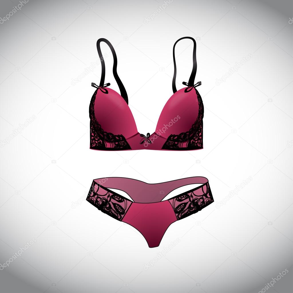Black and red female sexy bra, panties Stock Vector by ©vkatrevich