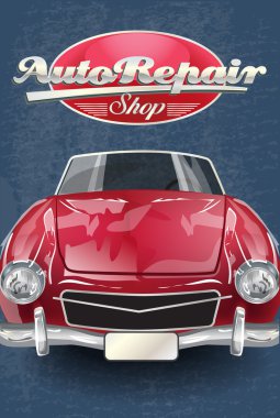 Otomatik tamir dükkanı retro poster.