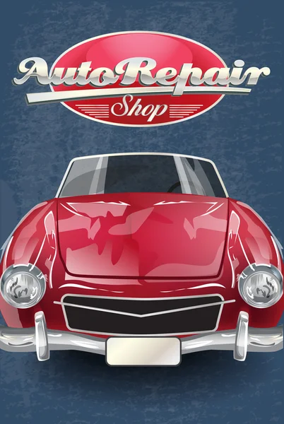 Otomatik tamir dükkanı retro poster.