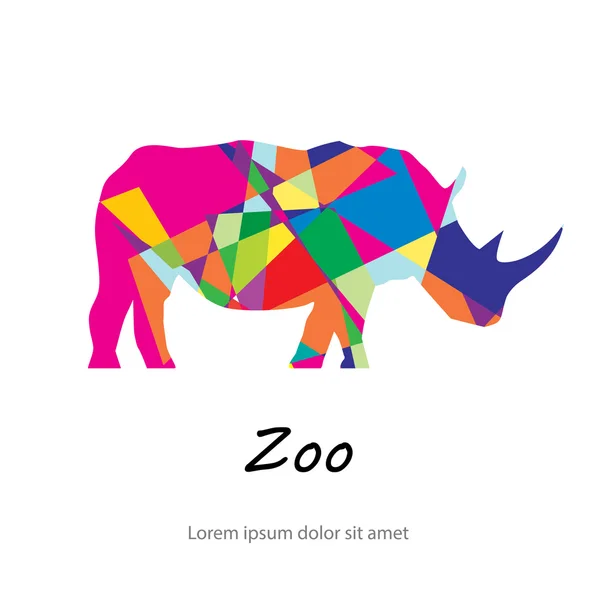 Barvitý abstraktní silueta nosorožce — Stockový vektor