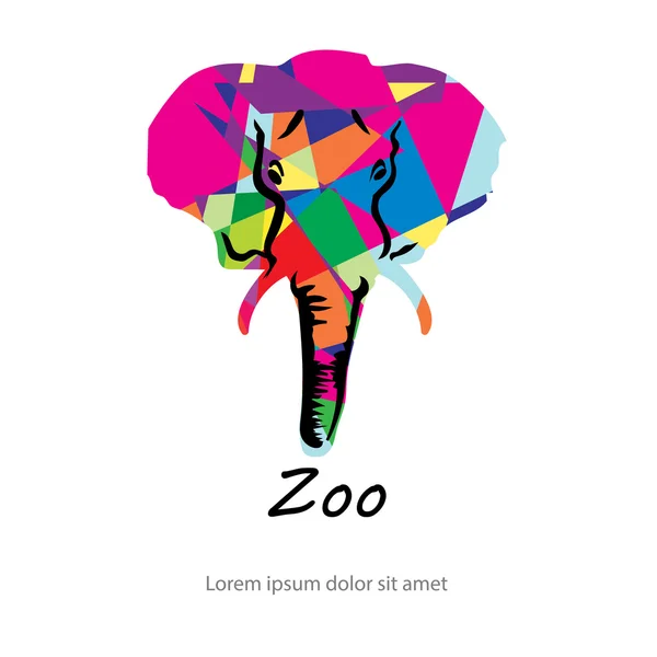 Barvitý abstraktní silueta slon — Stockový vektor