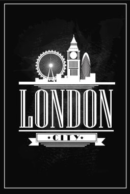 VINTAGE poster - Londra, İngiltere. Vektör Eps10.