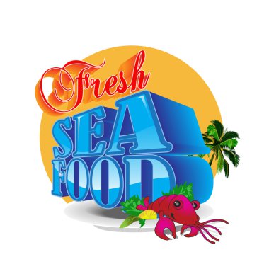 Deniz ürünleri Poster. Vektör çizim.