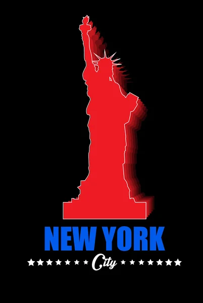 Statue Of Liberty Vector red Shadows Silhouette — Stock Vector