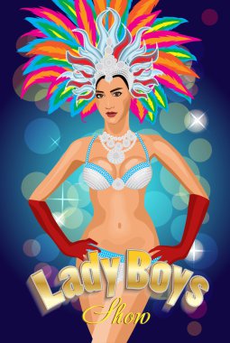 Tay ladyboy kabare dansçı. Gece gösteri poster.
