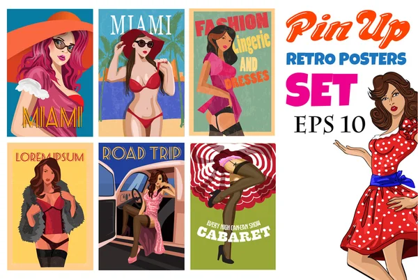 Vector collection of pin up girls — Stock Vector