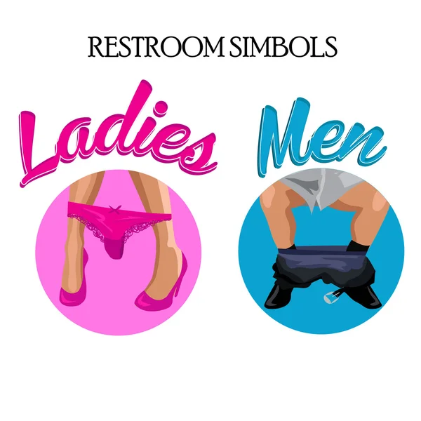 Retro divertente wc toilette simboli — Vettoriale Stock