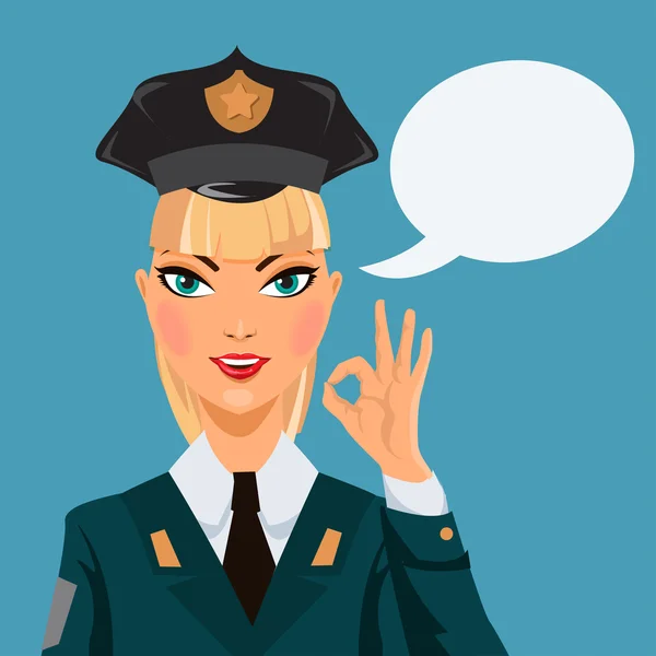 Beautiful  police woman. Vector illustration — Stock Vector