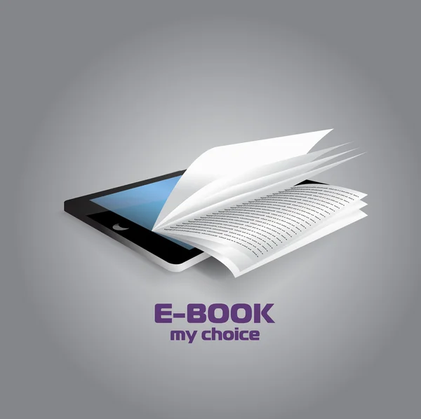 E-kitap. E-kitap ile gerçekçi sayfa etkisi saygısız çizimi. — Stok Vektör