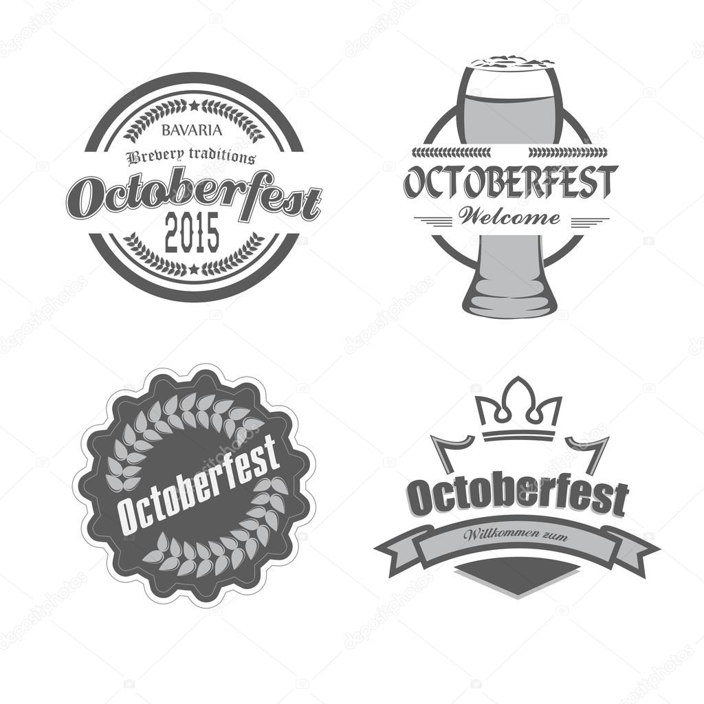 Beer festival Oktoberfest celebrations retro style labels, badges and logos set