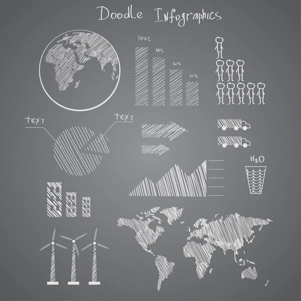 Infographics elemanları izole vektör çizim doodle — Stok Vektör