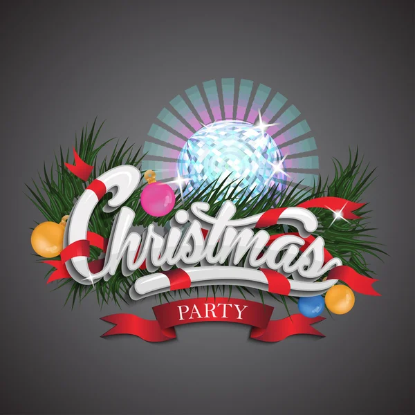 Cristmas Party design avec boule disco. Illustration vectorielle — Image vectorielle