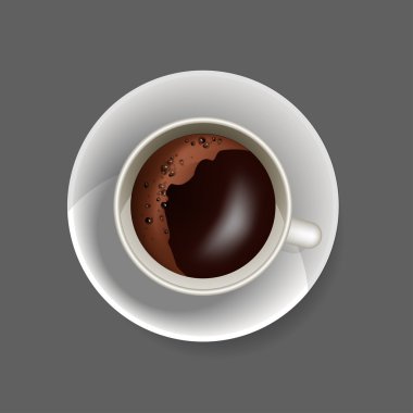 Bir fincan kahve gri arka plan üzerinde. Vektör çizim
