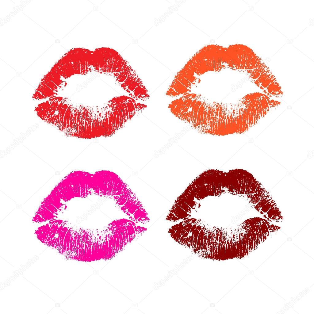 Print  set of pink lips. Vector illustration on a white background. EPS
