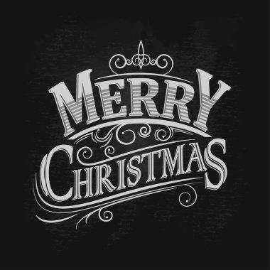 Bir kara tahta üzerinde Noel vintage tebeşir metin etiketi. Vektör çizim