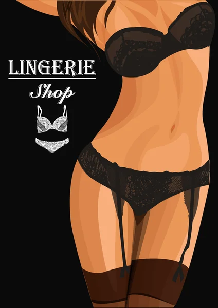 Beau corps de femme en lingerie vectorielle illustration eps 10 — Image vectorielle