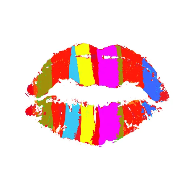 Bela mulher colorido lábios selo. Ilustração vetorial —  Vetores de Stock