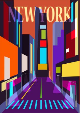New York'ta bir sokak soyut Illustration. Vektör