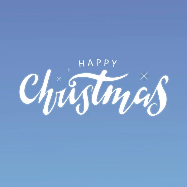 Feliz Navidad Letras Blancas Mano Fondo Azul Con Copos Nieve —  Fotos de Stock