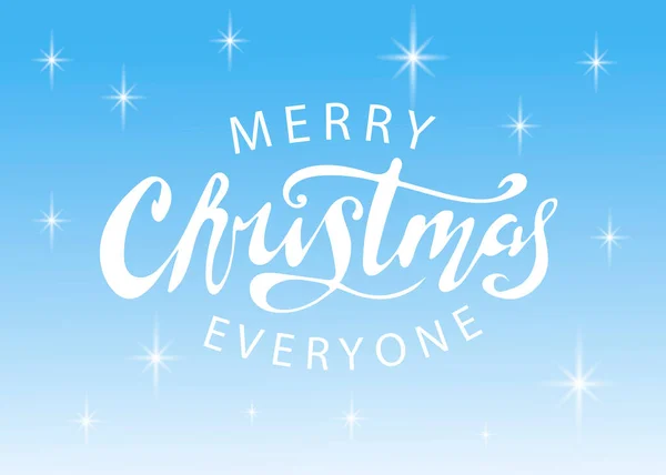 Feliz Navidad Letras Mano Fondo Azul Con Estrellas Brillantes Blancas —  Fotos de Stock
