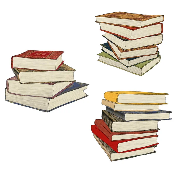 Stohy Knih Pevném Obalu Bílém Pozadí — Stock fotografie