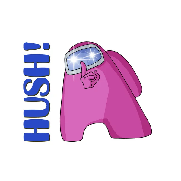 Aramızda HUSH. Bir bilgisayar oyununun temasındaki yazdırma çizimi..