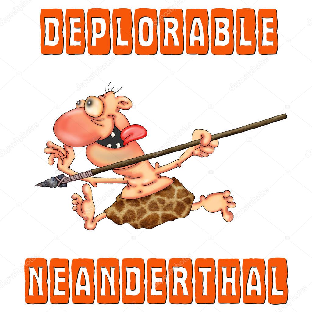 Deplorable neanderthal. Cartoon funny character for print and stickers..