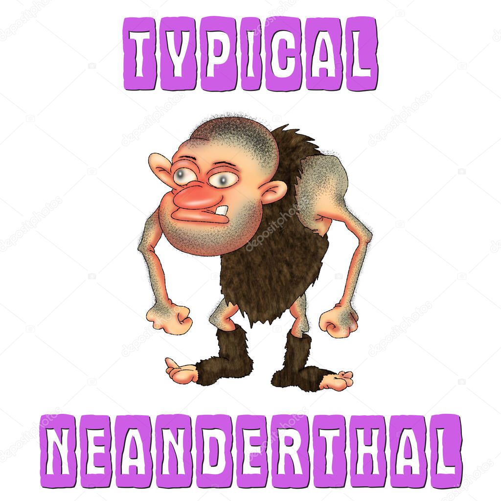 Typical neanderthal. Cartoon funny character for print and stickers..