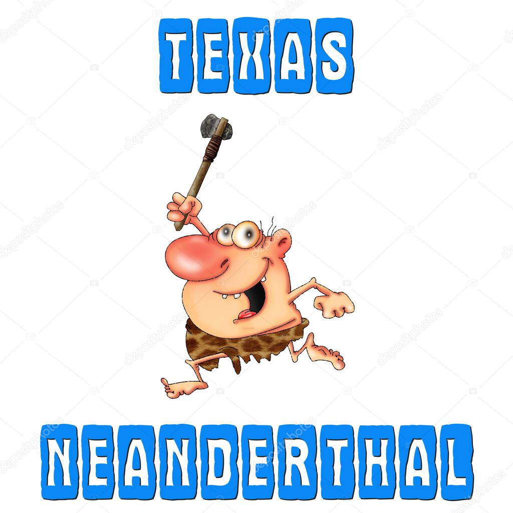 Texas neanderthal. Cartoon funny character for print and stickers..