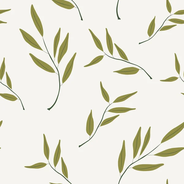 Seamless Pattern Olive Branch Simple Minimalistic Wallpaper Pattern Nature Element — Stock Vector