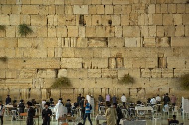  Gün batımında Kudüs, İsrail. Batı Duvarı