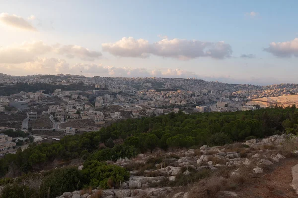 Landscape from the Jumping Mountain in Nazareth. Panoramic view. Sunset — Stock Photo, Image