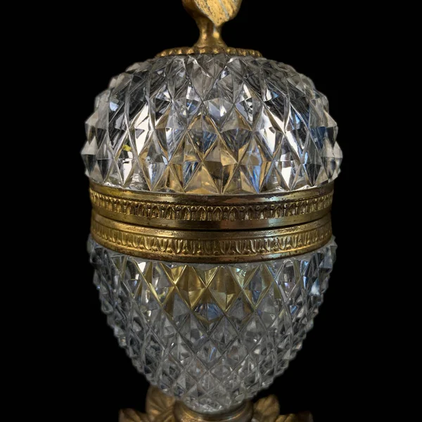 Cristal Antiguo Oro Con Borde Caja Joyería — Foto de Stock