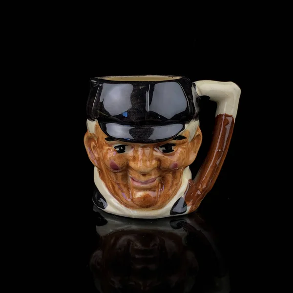 Antique Coffee Cup Shape Man Head Black Background Antique Cup — Stock Photo, Image