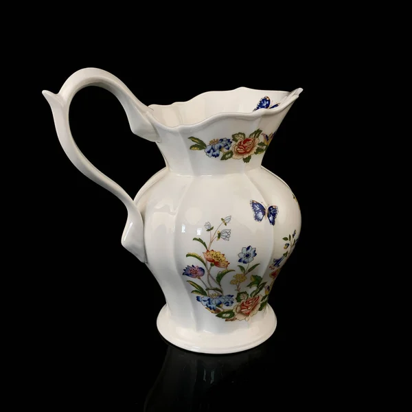 Porcelain Antique Milk Carafe Vintage Hand Painted Ceramic Tea Set — 스톡 사진