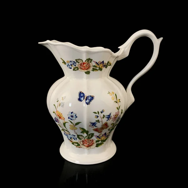Porcelain Antique Milk Carafe Vintage Hand Painted Ceramic Tea Set — Stockfoto