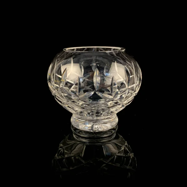 Antique Crystal Rose Bowl Black Background — Stock Photo, Image